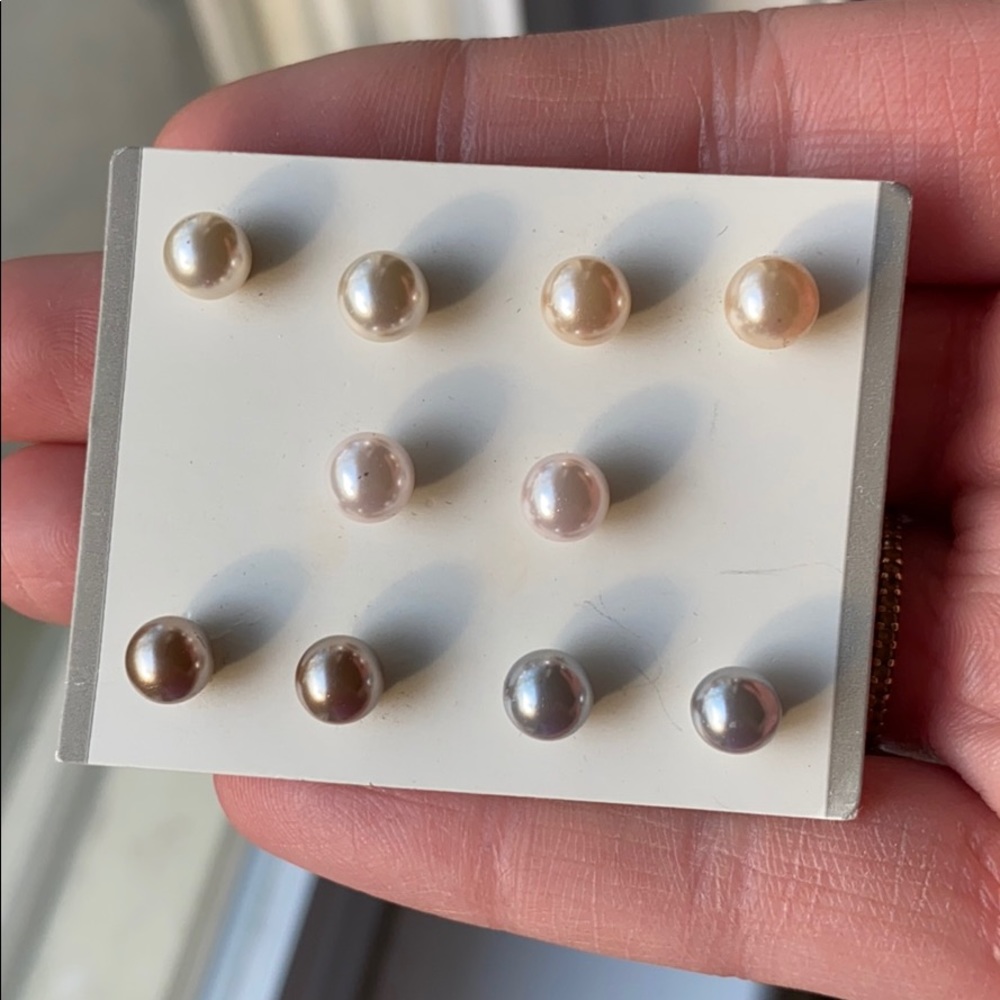 Six pack of faux pearl stud earrings